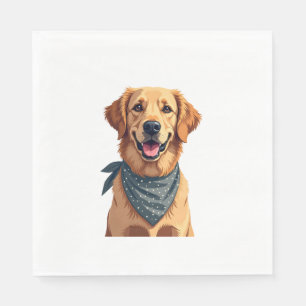 Vintage-porträtt av Golden Retriever med färgglatt Pappersservett