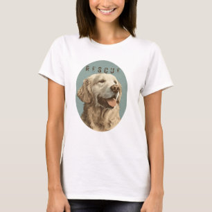 Vintage-porträtt av räddad Golden Retriever  T Shirt