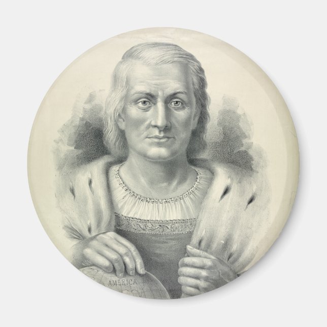 Vintage Porträtt, Christopher Columbus Magnet (Framsidan)