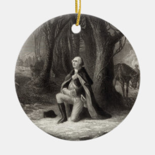 Vintage Porträtt George Washington Praying Julgransprydnad Keramik