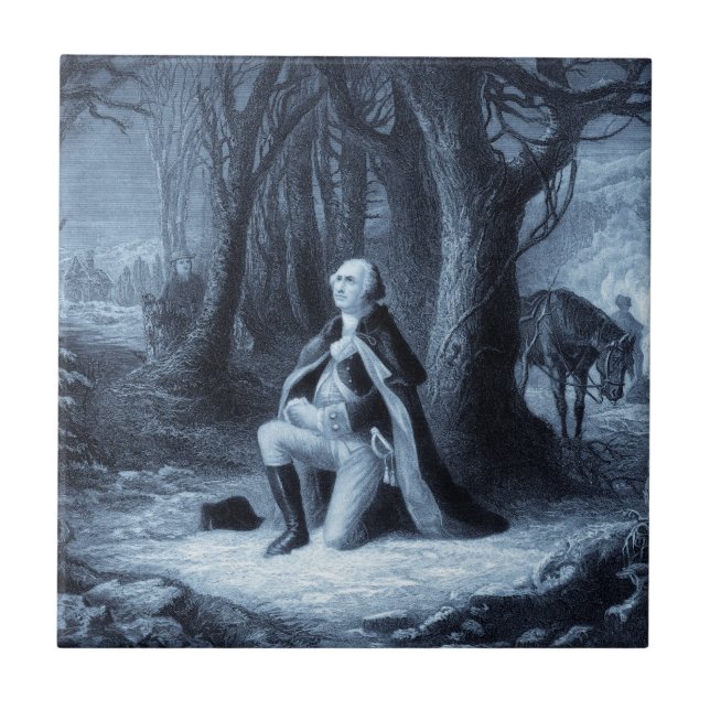 Vintage Porträtt George Washington Praying Kakelplatta (Framsidan)