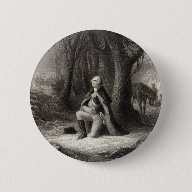 Vintage Porträtt George Washington Praying Knapp (Framsida)