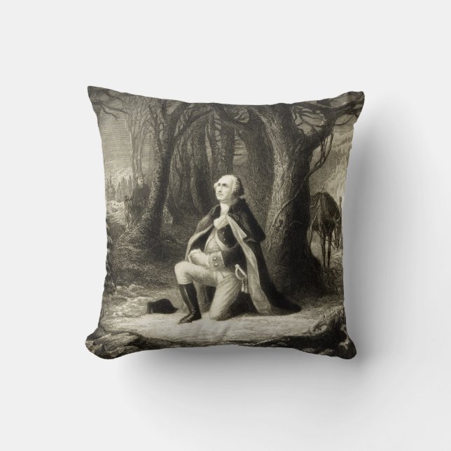 Vintage Porträtt George Washington Praying Kudde (Framsida)