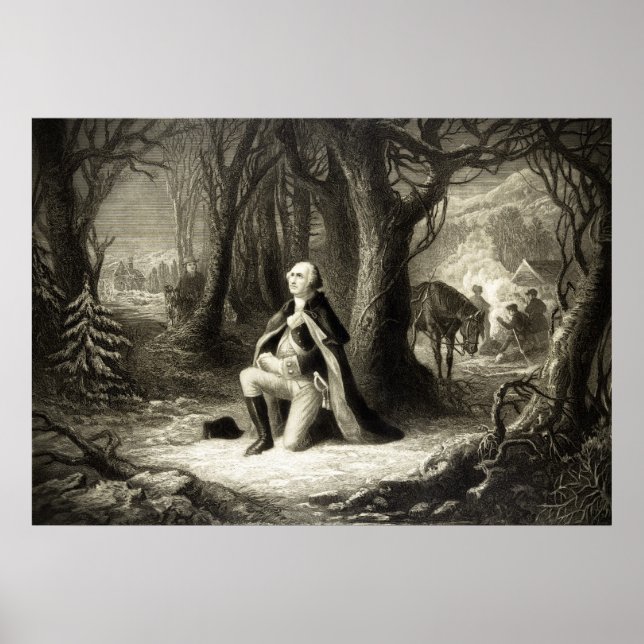 Vintage Porträtt George Washington Praying Poster (Framsidan)