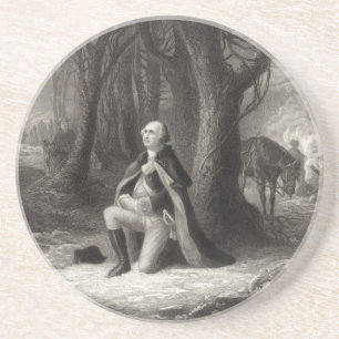 Vintage Porträtt George Washington Praying Underlägg Sandsten