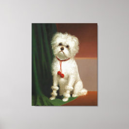 Vintage Porträtt i en vit Hund Canvastryck