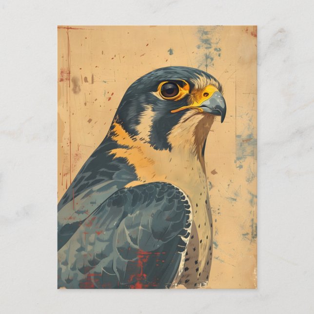 Vintage Porträtt i Merlin Falcon Vykort (Framsida)