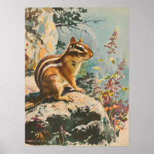 Vintage Porträtt i Östran Chipmunk Poster
