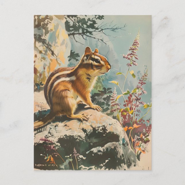 Vintage Porträtt i Östran Chipmunk Vykort (Framsida)