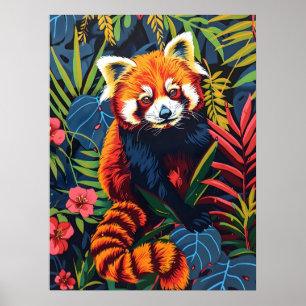 Vintage Porträtt i Röda Panda Poster