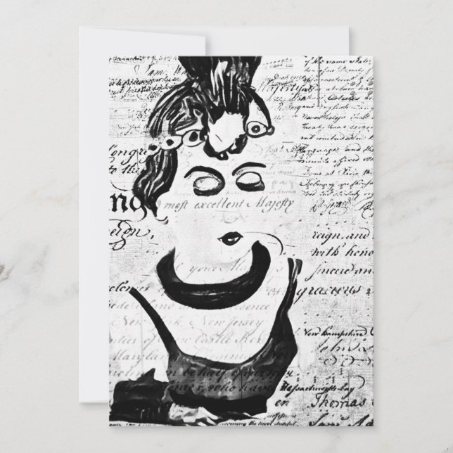 Vintage Porträtt Tack Kort (Framsida)