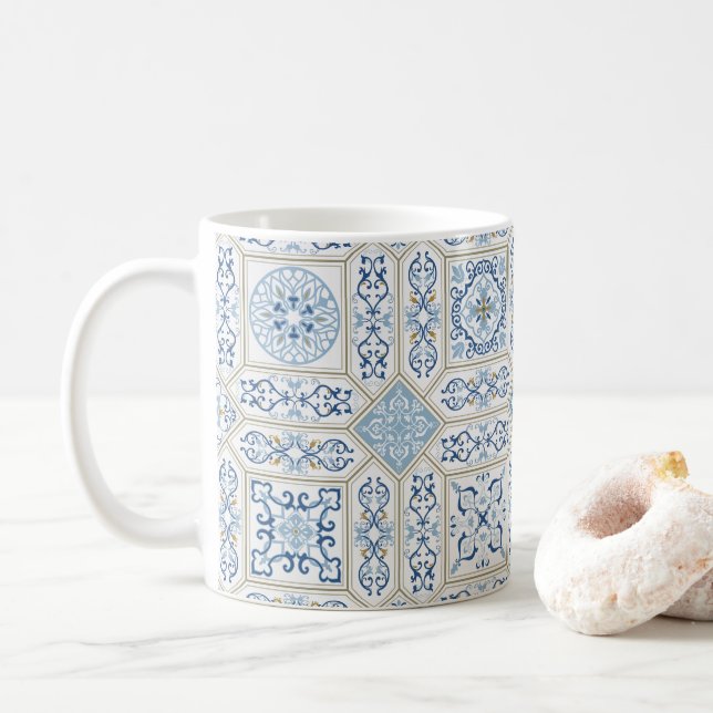 Vintage Portugal Azulejo traditionell Kaffemugg (Med munk)