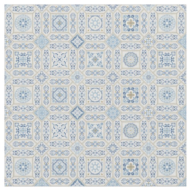 Vintage Portugal Azulejo traditionell Tyg (Närbild)
