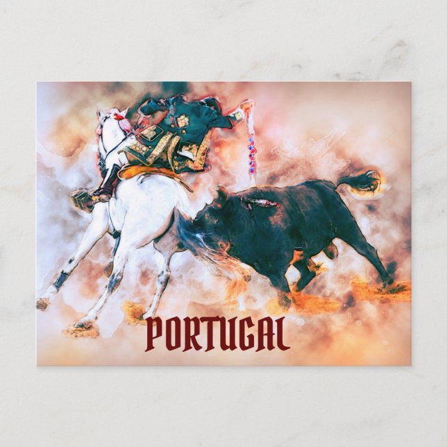 Vintage Portugal tjurfäktning Vykort (Framsida)
