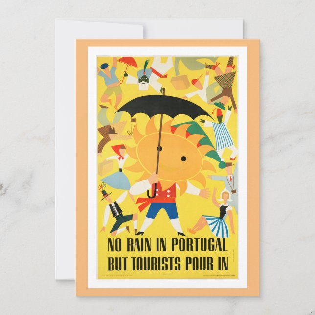 Vintage Portugal Travel Poster Kort (Framsida)