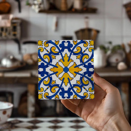 Vintage portugisisk Azulejo-dryckesunderlägg Kakelplatta
