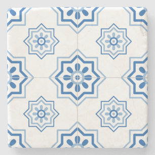 Vintage Portugisiska Azulejo BLUE Tile Mönster Stenunderlägg
