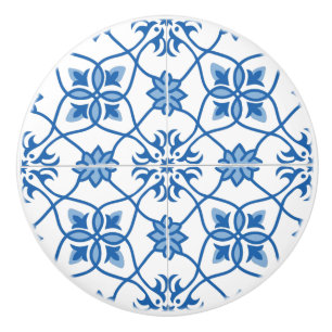 Vintage Portugisiska Azulejo Tile Mönster Knopp