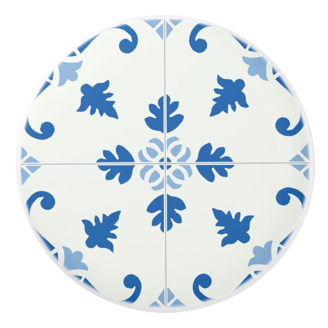 Vintage Portugisiska Azulejo Tile Mönster Knopp (Framsidan)