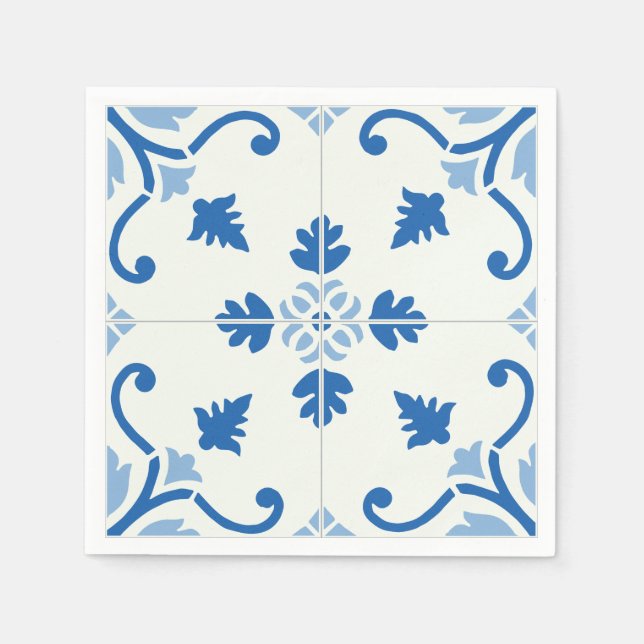 Vintage Portugisiska Azulejo Tile Mönster Pappersservett (Framsidan)