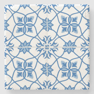 Vintage Portugisiska Azulejo Tile Mönster Underlägg Sten