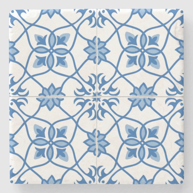 Vintage Portugisiska Azulejo Tile Mönster Underlägg Sten (Framsidan)