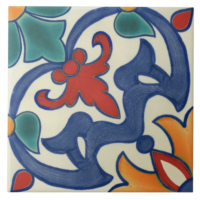 Vintage Portugisiska Azulejos Mönster Kakelplatta (Framsidan)