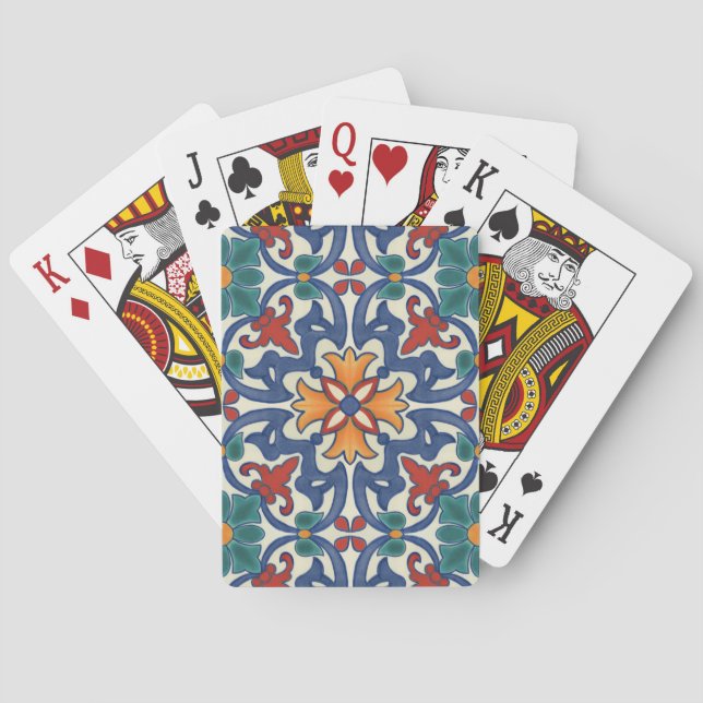 Vintage Portugisiska Azulejos Tile Mönster Casinokort (Baksidan)