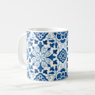 Vintage Portugisiska blåa Azulejos Tile Mönster Kaffemugg
