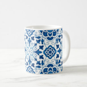 Vintage Portugisiska Blue Azulejos Tile Mönster Kaffemugg