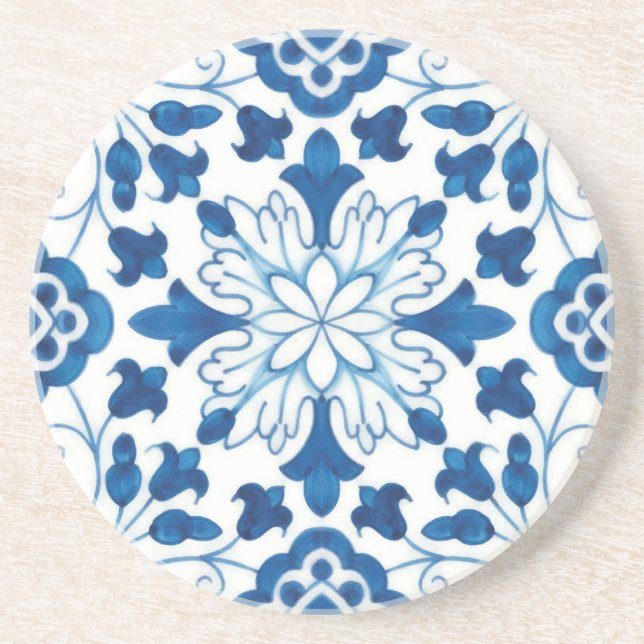Vintage portugisiskt blått Azulejos-kakel mönster Underlägg (Framsidan)