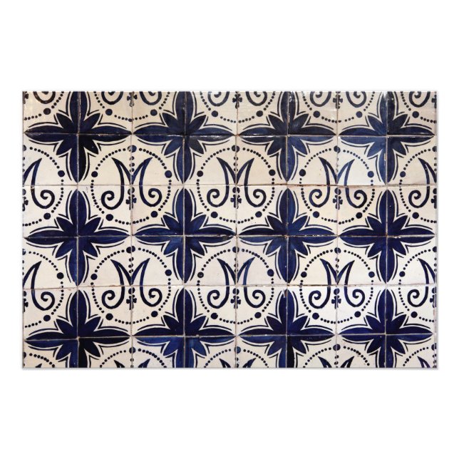 Vintage portuguese azulejo fototryck (Framsidan)