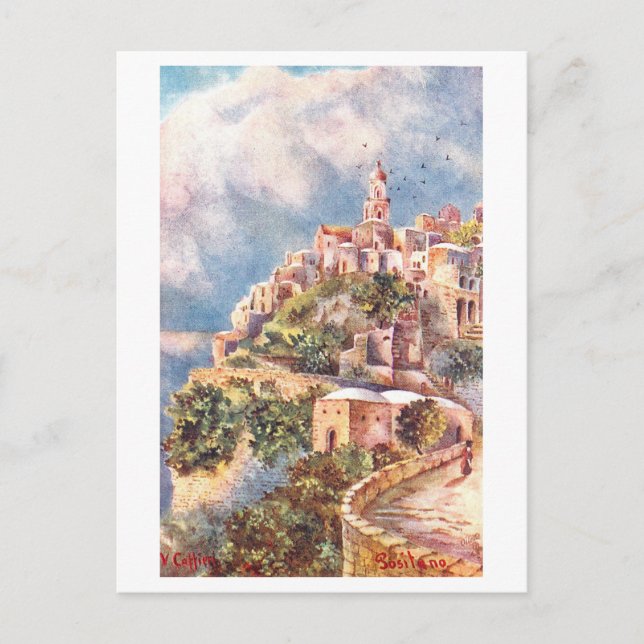 Vintage Positano, Italien Vykort (Framsida)