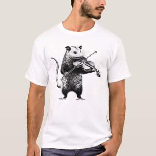 Vintage Possum Opossum Spela upp Violin Violist T Shirt
