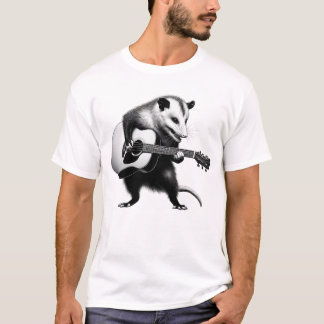 Vintage Possum Opossum spelar akustiskt gitarr T Shirt