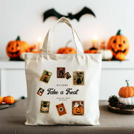 Vintage Postage Frimärke Halloween Tygkasse