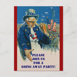 Vintage Postcard farbror Sam Patriotic Investigati Inbjudan Vykort