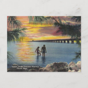 Vintage Postcard Overseas Highway Florida Nycklar Vykort