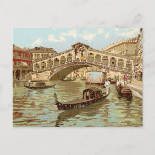 Vintage Postcard Ponte de ponte di Rialto, Venezia Vykort
