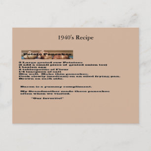 Vintage Postkort för potatispancake Recipe Vykort