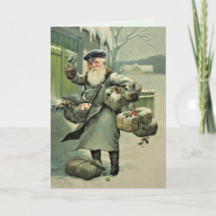 Vintage Postman jultomte Anpassningsbar Helgkort