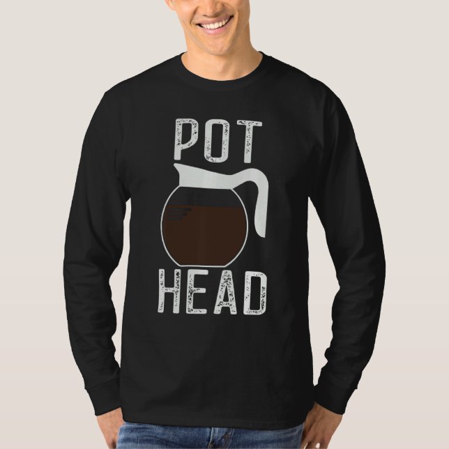 Vintage Pot Head Coffee T Shirt (Framsida)