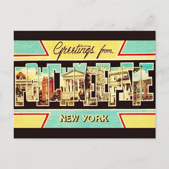 Vintage Poughkeepsie NY vykort (Framsida)