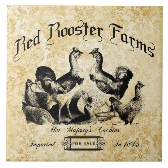 Vintage Poultry Farm Advertisement Kakelplatta (Framsidan)