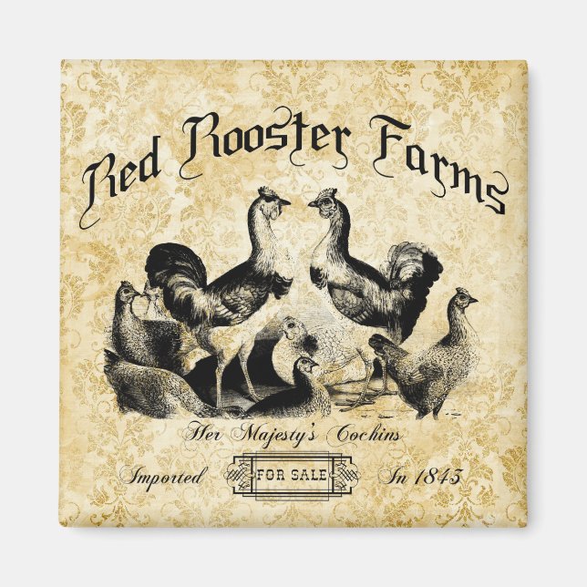 Vintage Poultry Farm Advertisement Magnet (Framsidan)