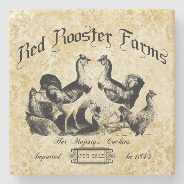 Vintage Poultry Farm Advertisement Stenunderlägg (Framsidan)