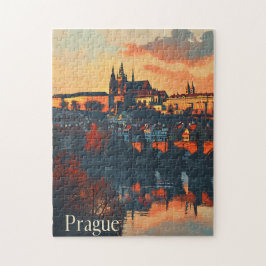 Vintage Prag: Charles Bridge Postcard Pussel