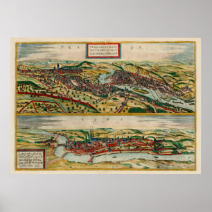 Vintage Prag & Cheb Czech Republic Karta (1588) Poster