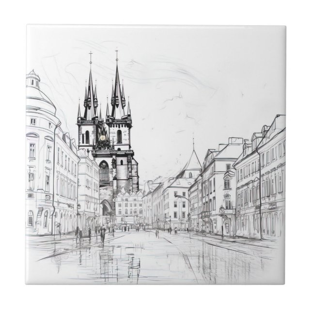 Vintage Prag Kakelplatta (Framsidan)