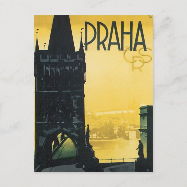 Vintage Prag (Praha) Bra Travel Poster Vykort (Framsida)
